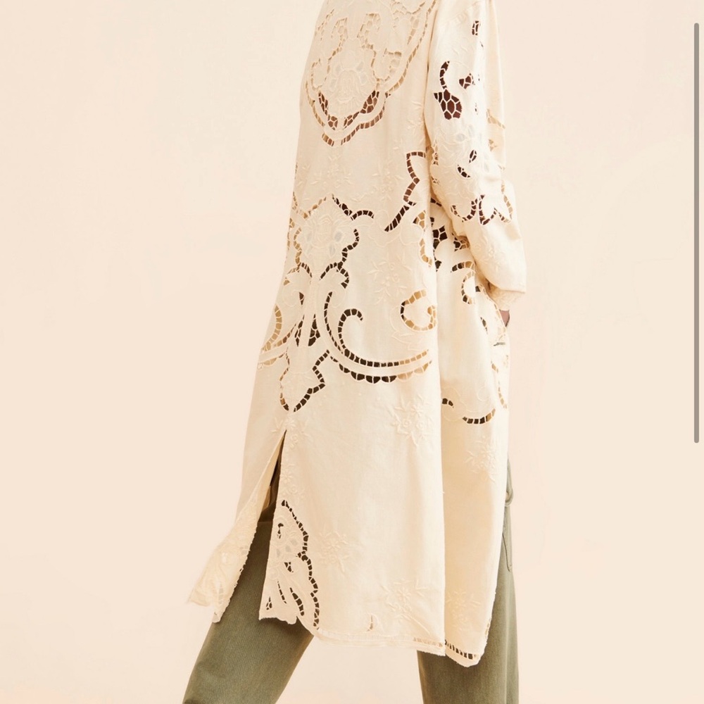Free People Susanna Duster Cream Boho Layering Piece Size M - Picture 2 of 6